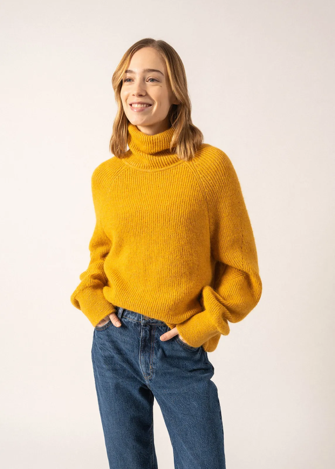 Saint James Jumpers, Cardigans, Jackets*Albertville Alpaca Roll-neck Jumper Ambre