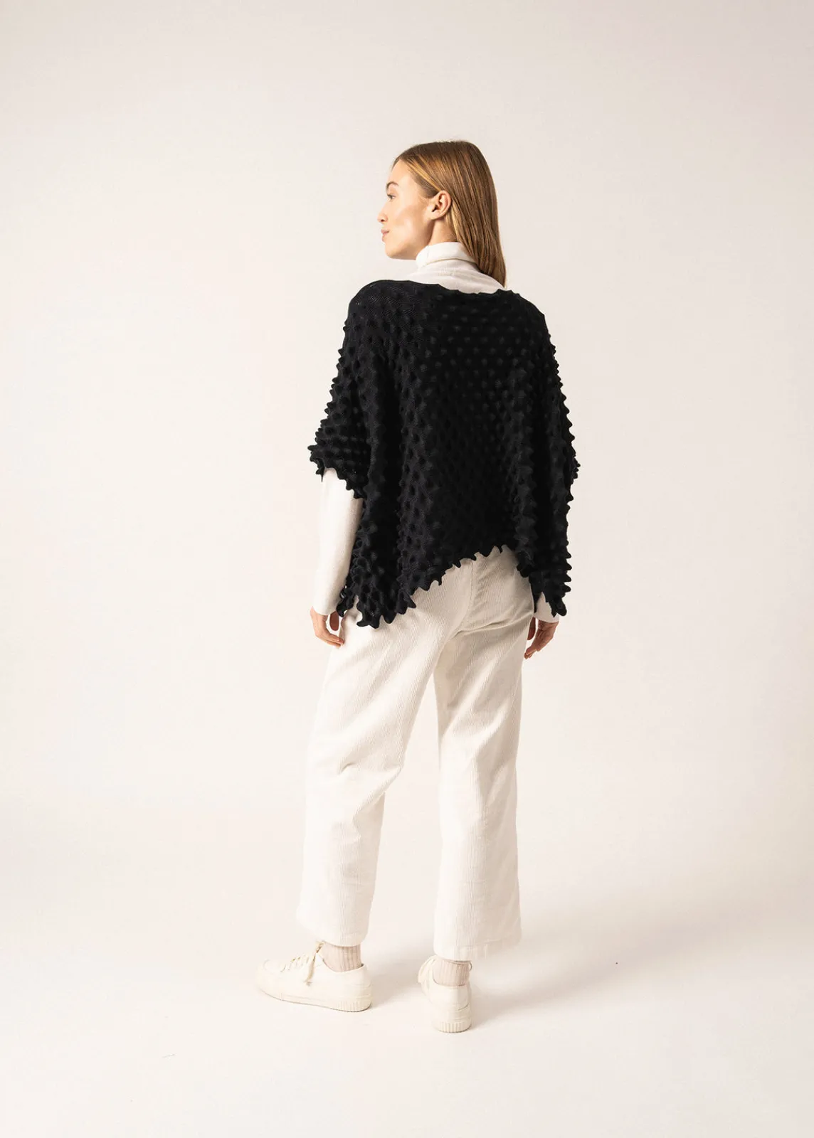 Saint James Scarves*Alvéole Honeycomb Effect Poncho Navy