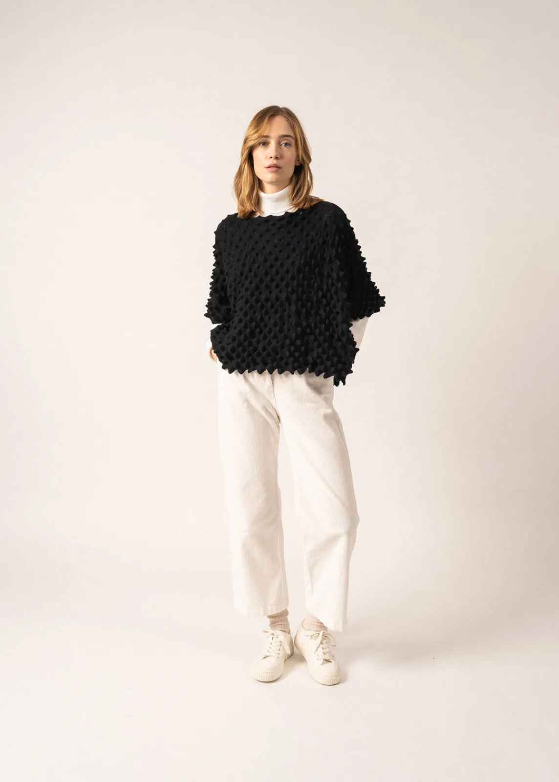 Saint James Scarves*Alvéole Honeycomb Effect Poncho Navy