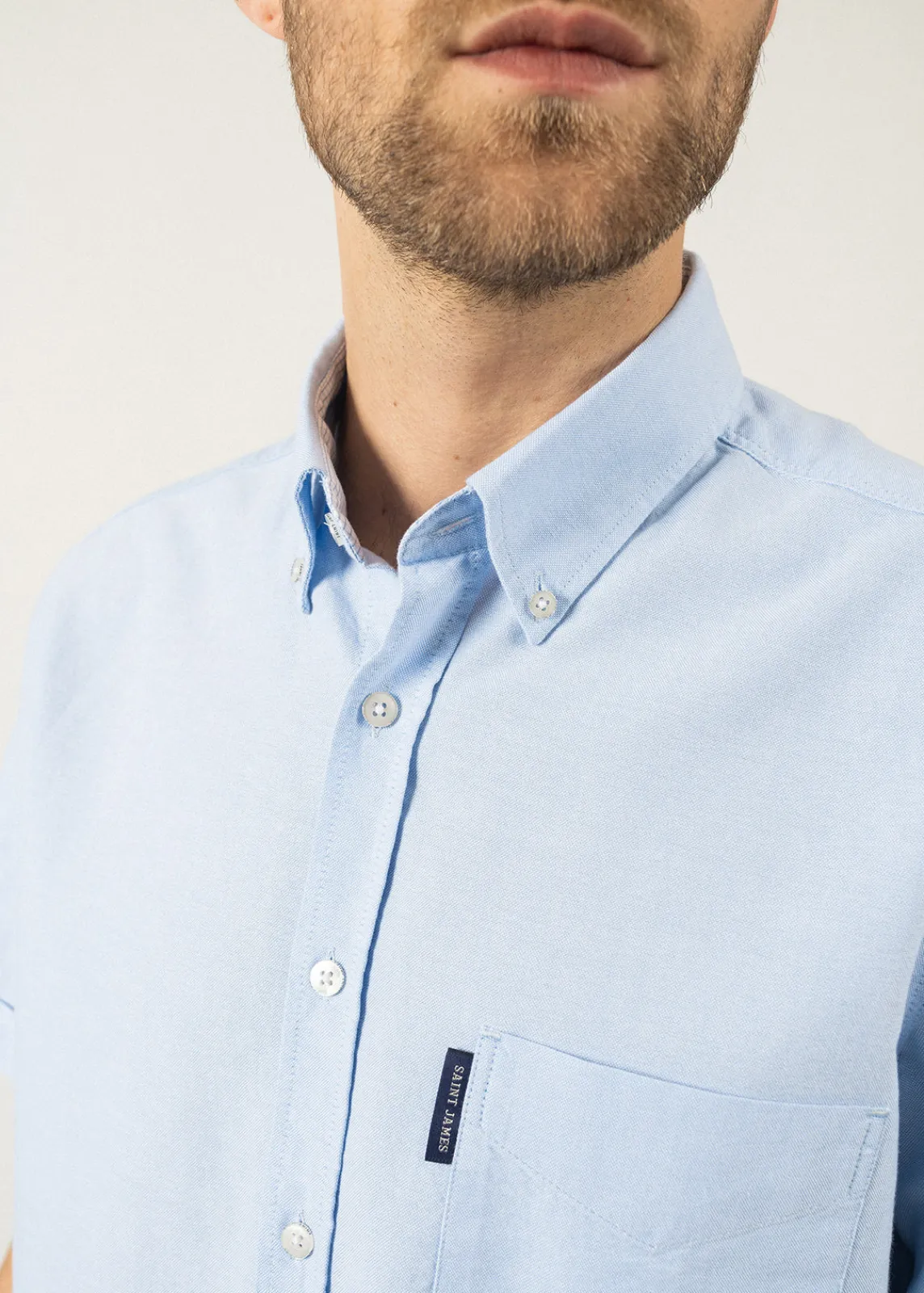 Saint James Shirts*Amboise short sleeve shirt Ciel