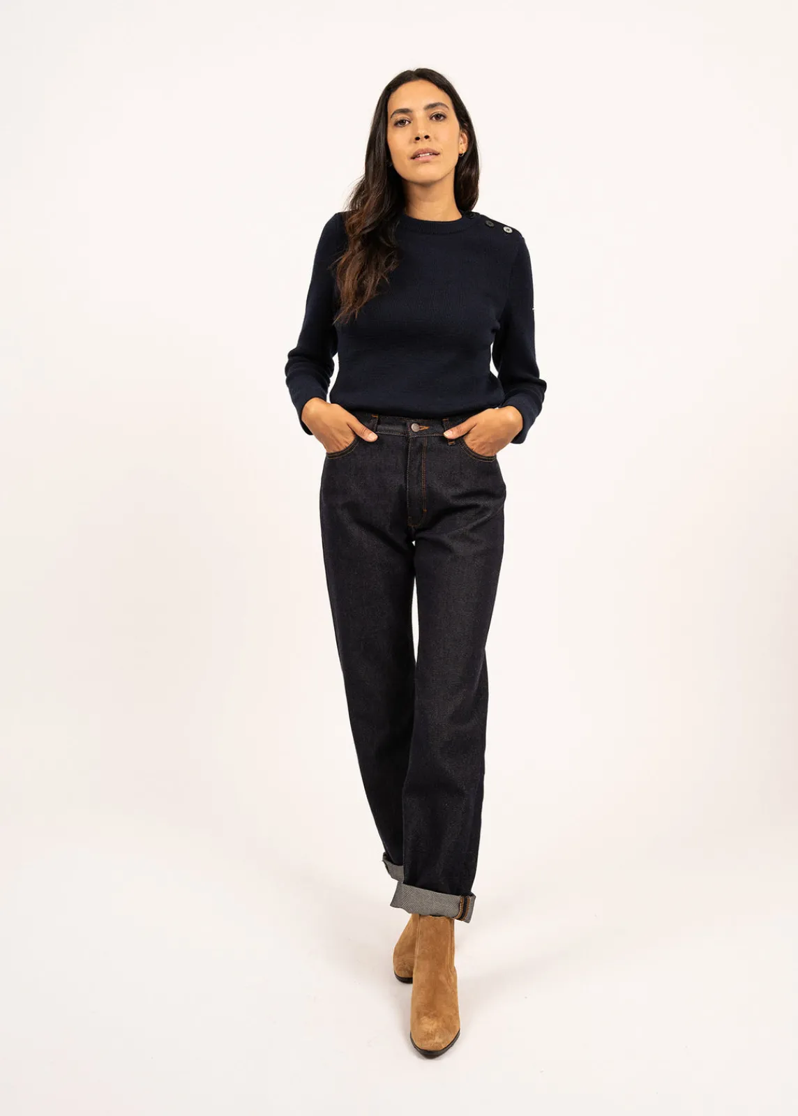 Saint James Trousers & Shorts*Apolline Mérinos straight jeans Marine