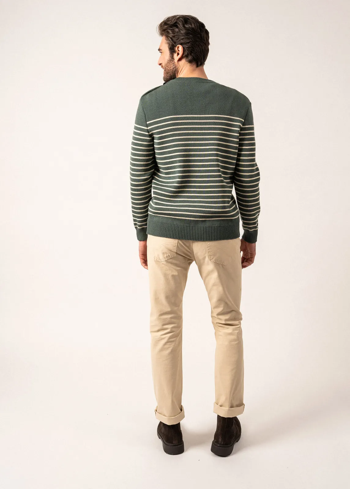 Saint James Sailor Jumpers|Sailor Jumpers*Binic striped sailor jumper Vegetal/ecru