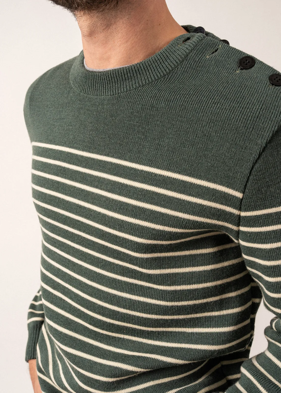 Saint James Sailor Jumpers|Sailor Jumpers*Binic striped sailor jumper Vegetal/ecru