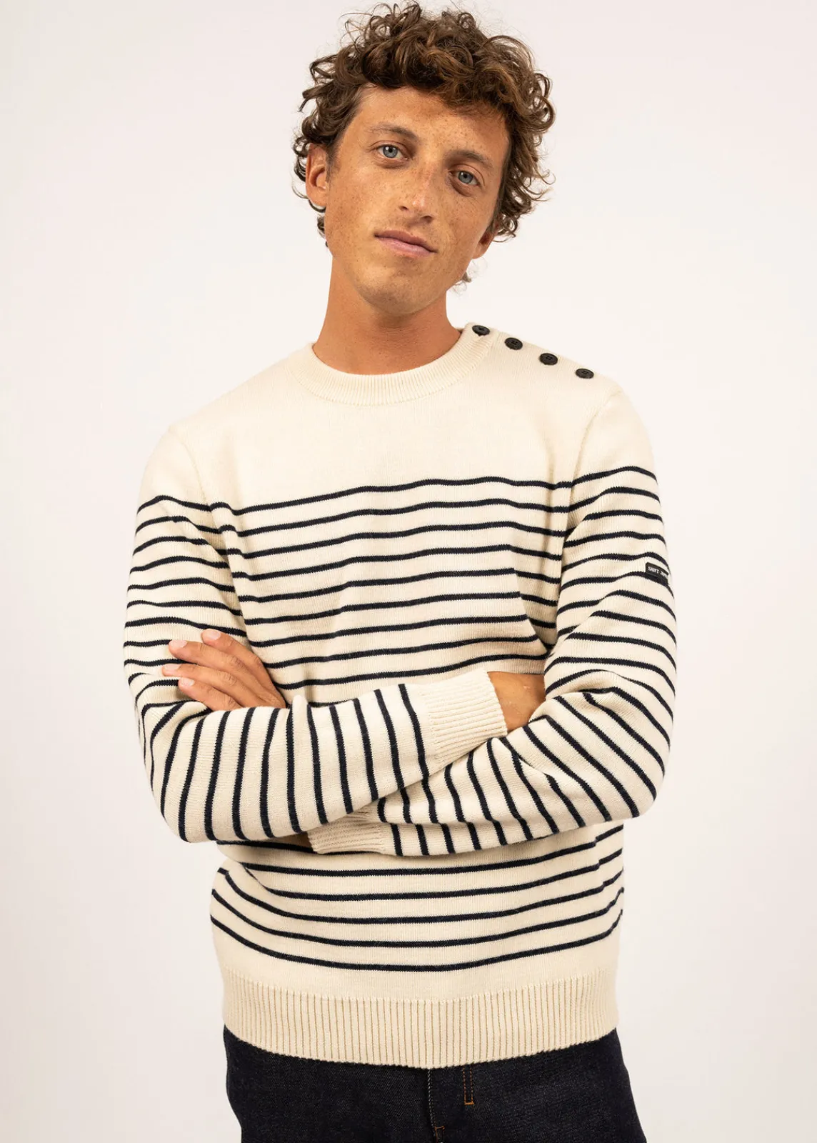 Saint James Sailor Jumpers|Sailor Jumpers*Binic striped sailor jumper Ecru/marine