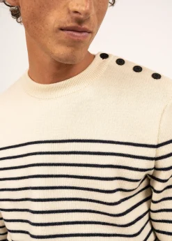 Saint James Sailor Jumpers|Sailor Jumpers*Binic striped sailor jumper Ecru/marine