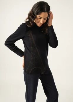 Saint James Sailor Jumpers|Sailor Jumpers*Brégançon Eiffel sailor jumper with lurex detailing Navy/bronze