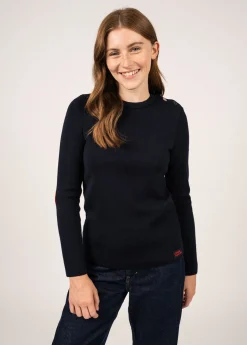 Saint James Sailor Jumpers|Sailor Jumpers*Brégançon sailor jumper with elbow patches Navy