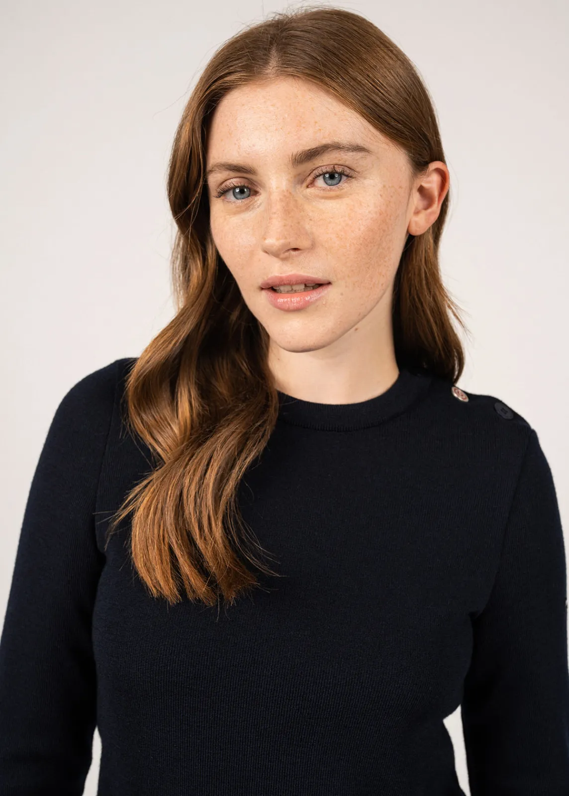 Saint James Sailor Jumpers|Sailor Jumpers*Brégançon sailor jumper with elbow patches Navy