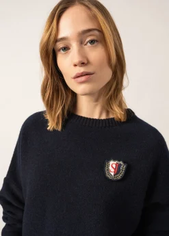 Saint James Brooches*Campus Brooch Navy/tulipe
