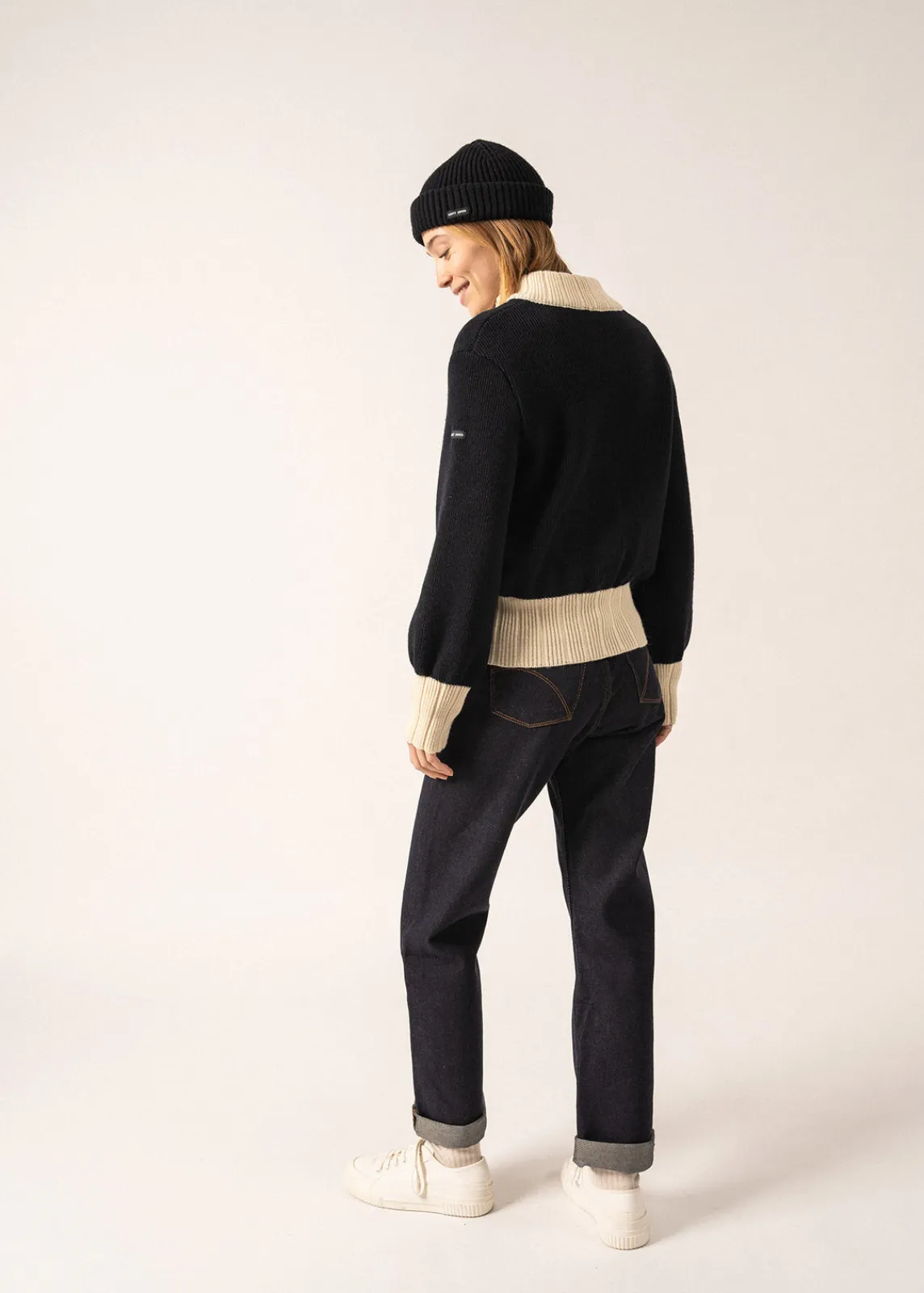 Saint James Jumpers, Cardigans, Jackets*Campus Sports-inspired Cardigan Navy/ecru