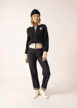 Saint James Jumpers, Cardigans, Jackets*Campus Sports-inspired Cardigan Navy/ecru