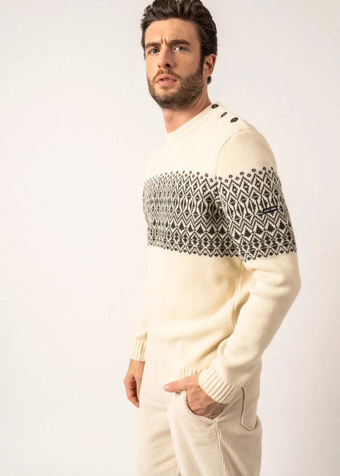 Saint James Sailor Jumpers|Sailor Jumpers*Cancale Escapade Sailor Jumper Ecume/vegetal