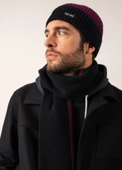 Saint James Accessories*Canot Two-tone Wool Beanie Prune/navy