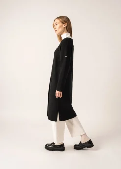 Saint James Jumpers, Cardigans, Jackets*Cirrus Long Wool Gilet Noir/ecume