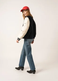 Saint James Jumpers, Cardigans, Jackets*Collège Bomber-style Jacket Navy/ecru