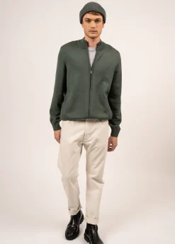 Saint James Jumpers & Cardigans*Colorado zipped cardigan Vegetal/navy
