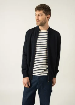 Saint James Jumpers & Cardigans*Colorado zipped cardigan Vegetal/navy