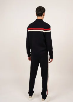 Saint James Jumpers & Cardigans*Conquérants zipped wool jacket Navy/ecume/tulipe