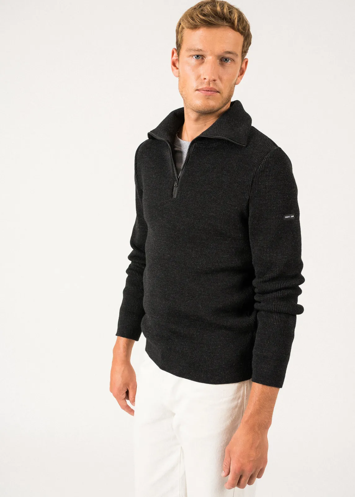Saint James Jumpers & Cardigans*Cotentin trucker-style neck jumper Anthracite