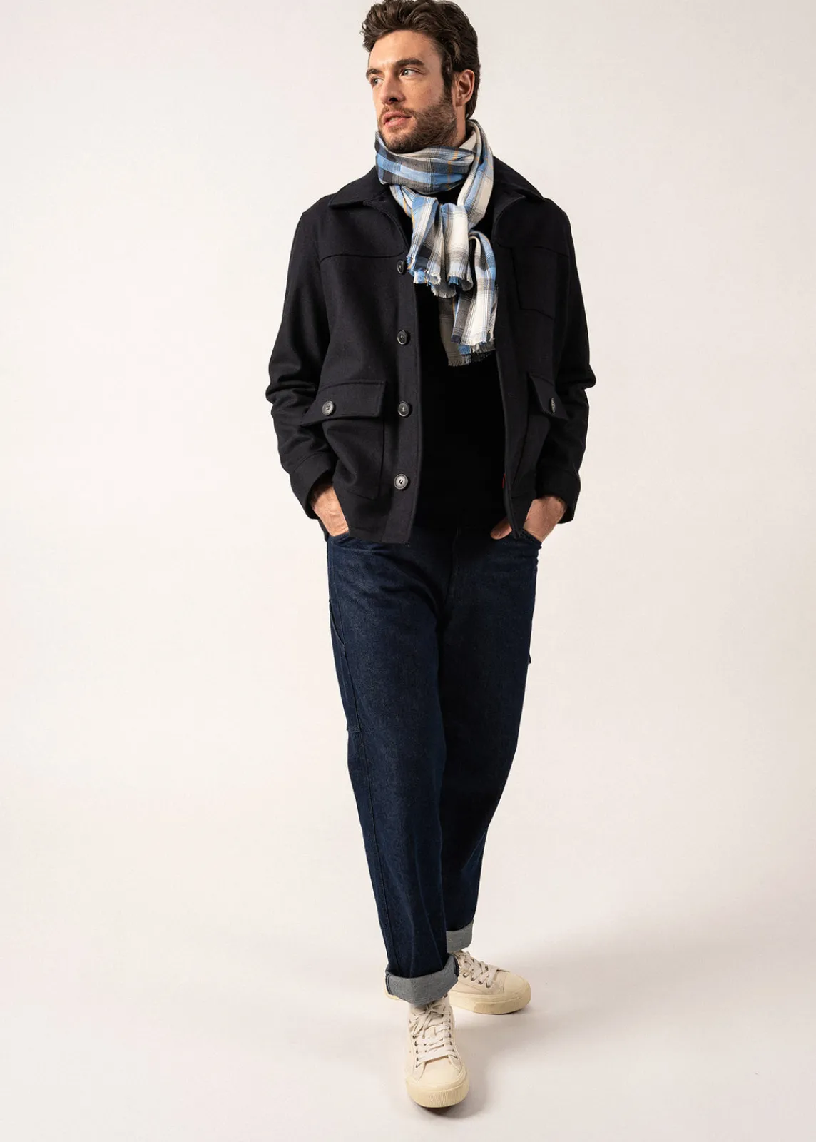 Saint James Scarves*Cotton and Wool Scarf Oxygene/ecume