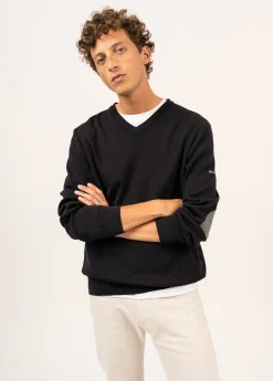 Saint James Jumpers & Cardigans*Cuirassé V neck jumper Navy/perlechine