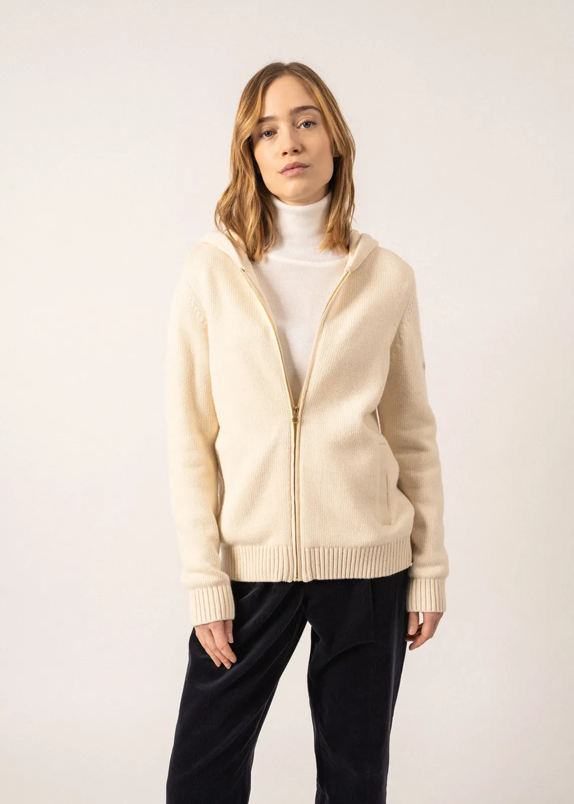 Saint James Jumpers, Cardigans, Jackets*Dublin Hooded Cardigan Ecume