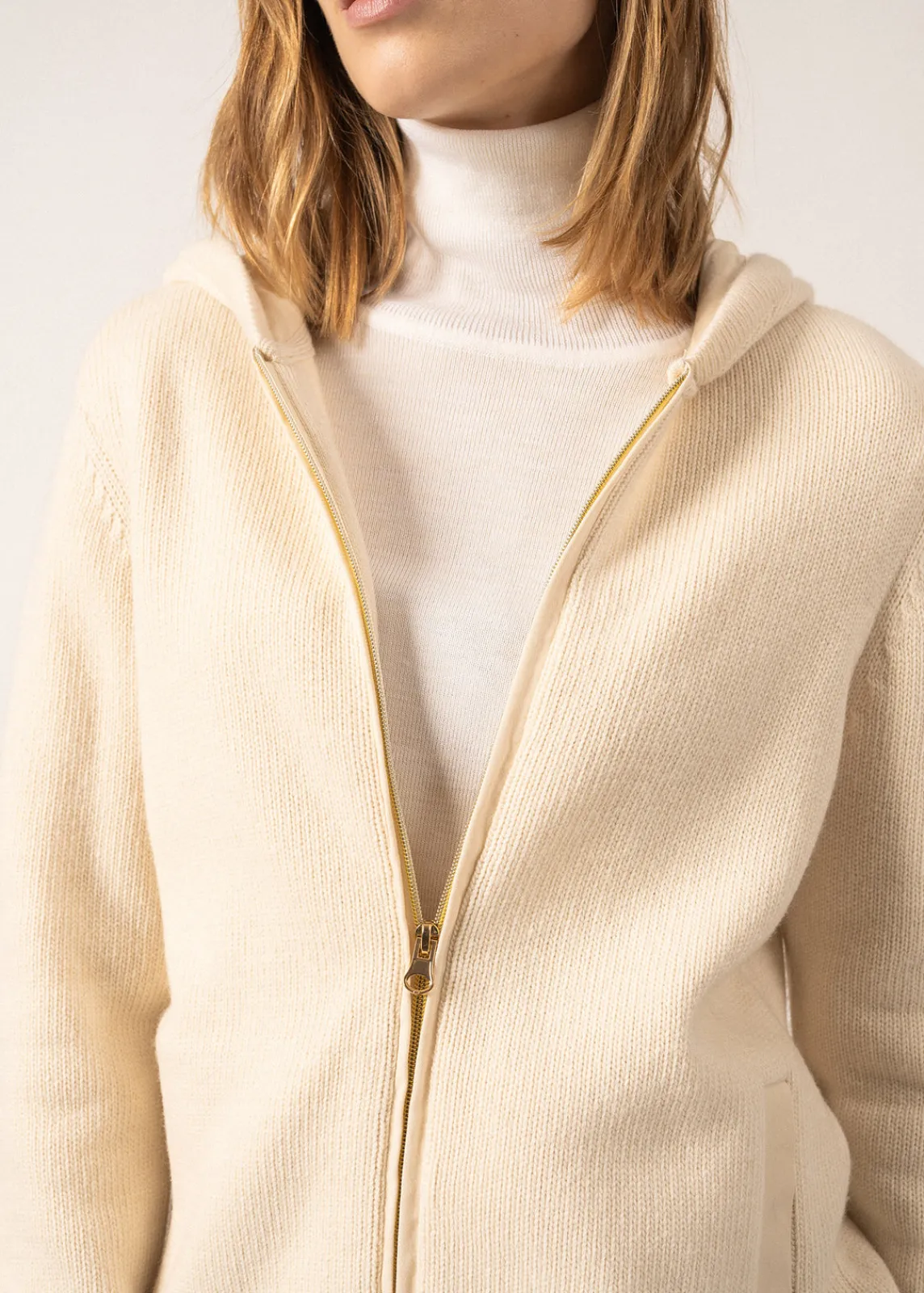 Saint James Jumpers, Cardigans, Jackets*Dublin Hooded Cardigan Ecume