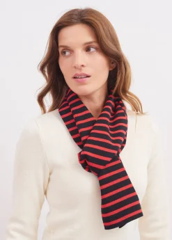 Saint James Accessories*Duguay striped scarf Navy/tulipe