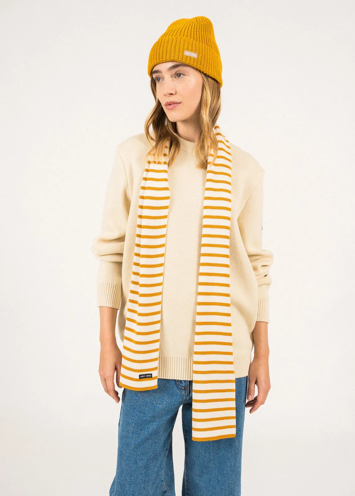 Saint James Accessories*Duguay striped scarf Ecume/ambre
