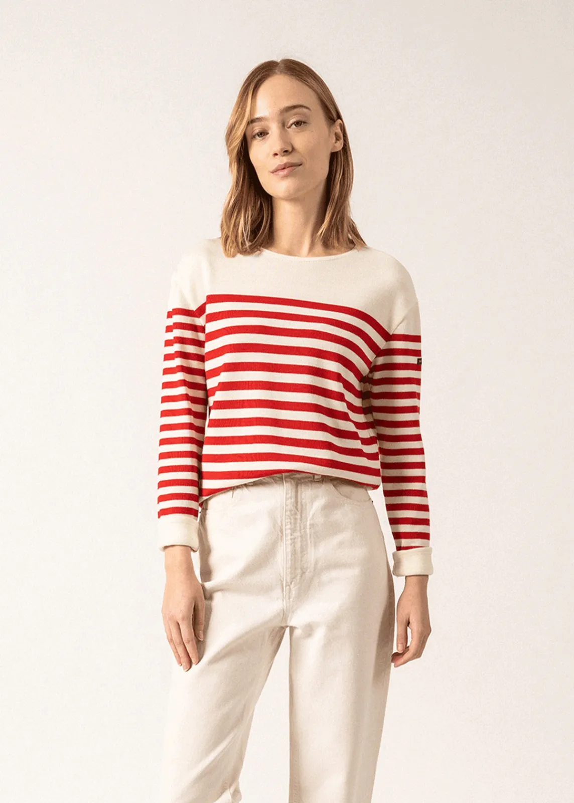 Saint James Jumpers, Cardigans, Jackets*Ecrins Striped Jumper Ecume/tulipe