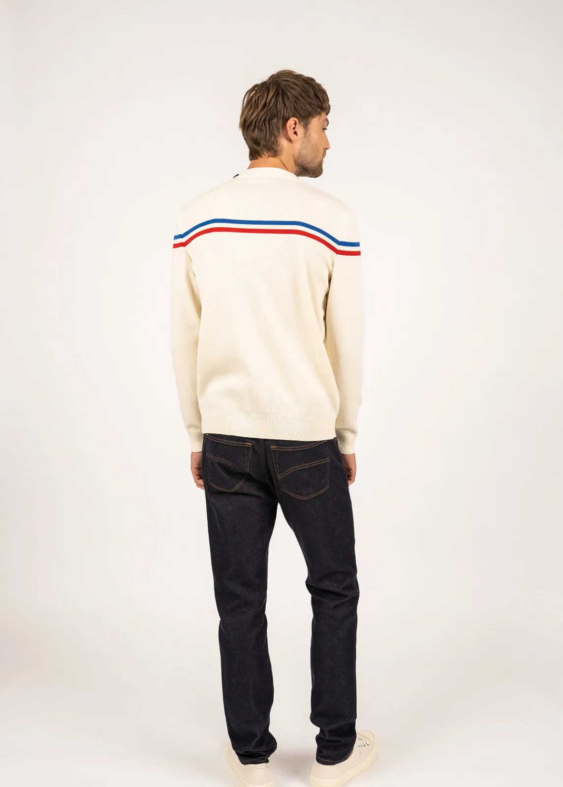 Saint James Jumpers & Cardigans*Elysée jumper with placed stripes Ecume/tulipe/gitane