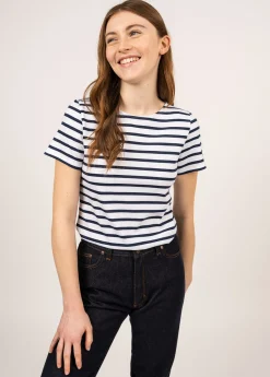 Saint James Sailor Striped Shirts*Etrille short sleeve striped sailor shirt Neige/marine