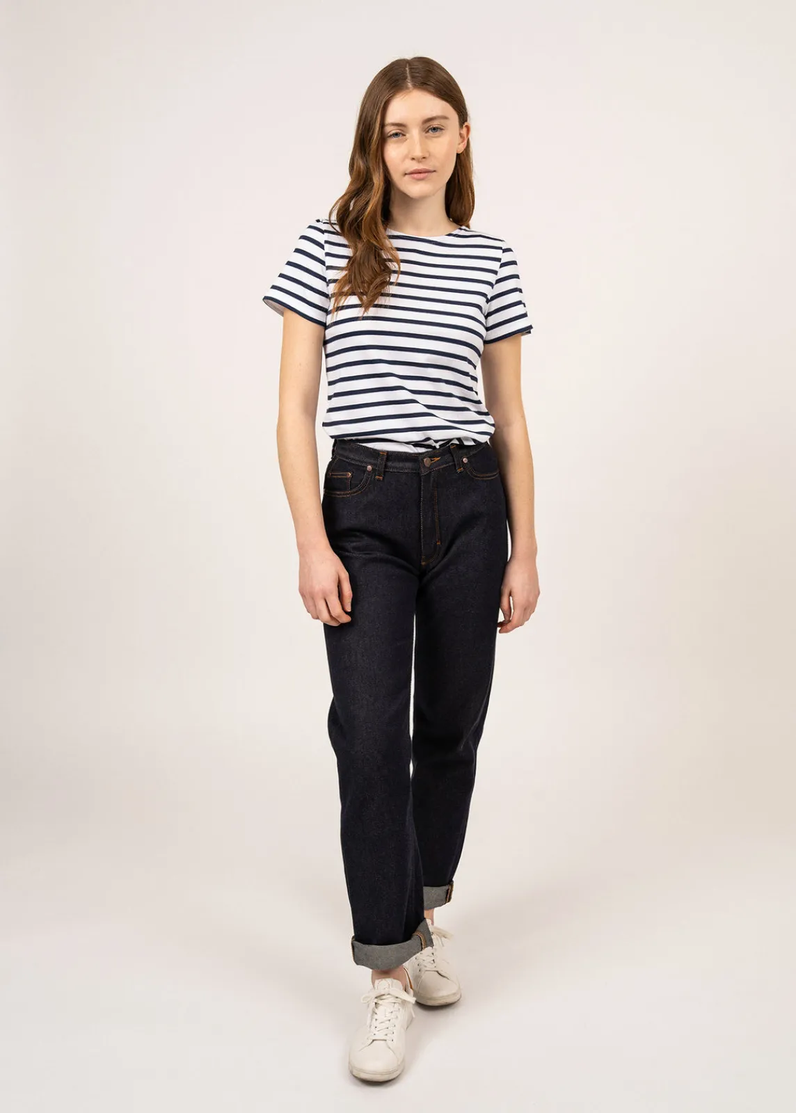 Saint James Sailor Striped Shirts*Etrille short sleeve striped sailor shirt Neige/marine