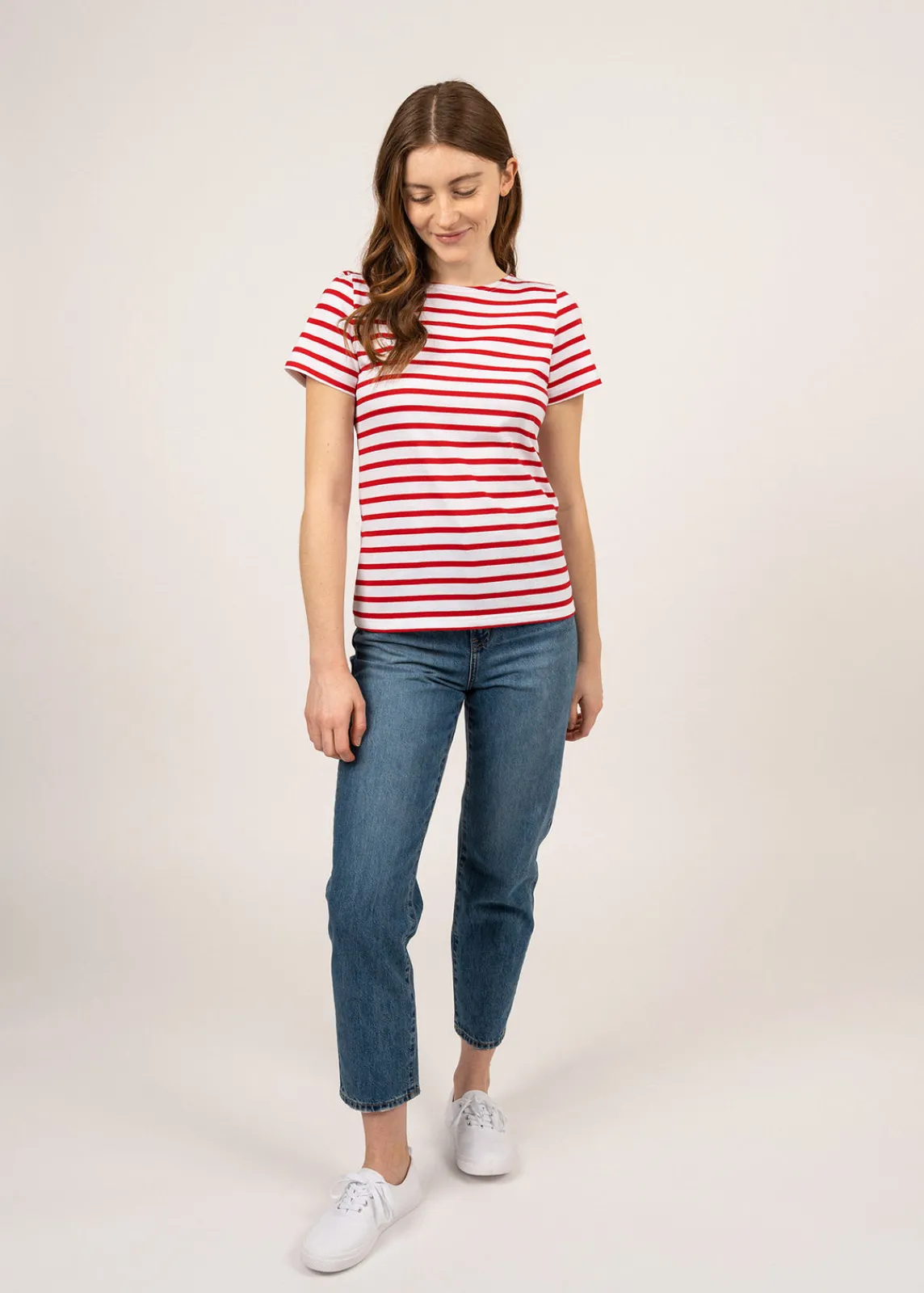 Saint James Sailor Striped Shirts*Etrille short sleeve striped sailor shirt Neige/tulipe