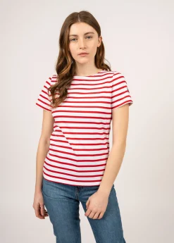 Saint James Sailor Striped Shirts*Etrille short sleeve striped sailor shirt Neige/tulipe