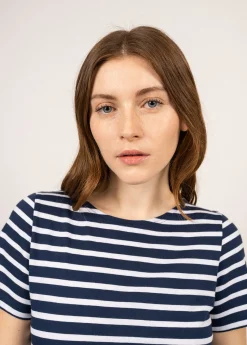 Saint James Sailor Striped Shirts*Etrille short sleeve striped sailor shirt Marine/neige