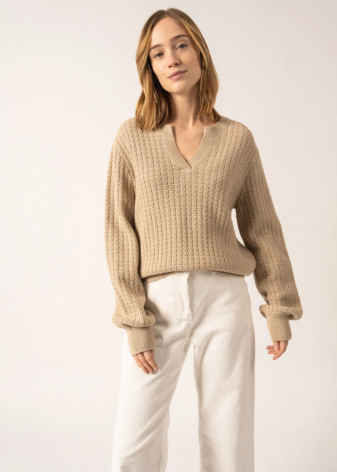 Saint James Jumpers, Cardigans, Jackets*Fairlie V-neck Jumper Beige