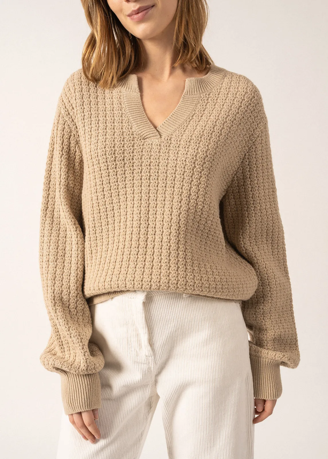 Saint James Jumpers, Cardigans, Jackets*Fairlie V-neck Jumper Beige