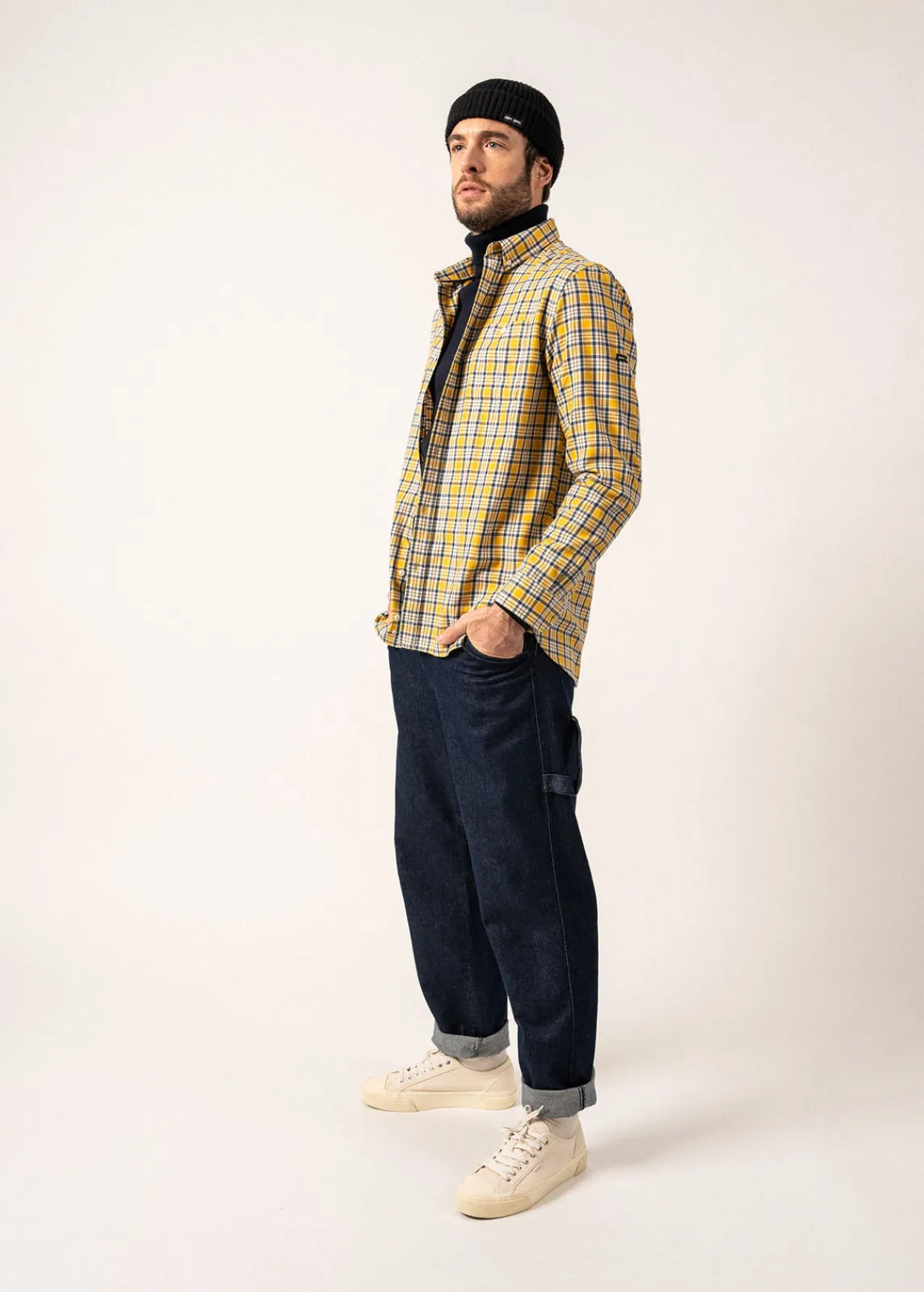 Saint James Shirts*Florent Checked Shirt Ambre/vegetal