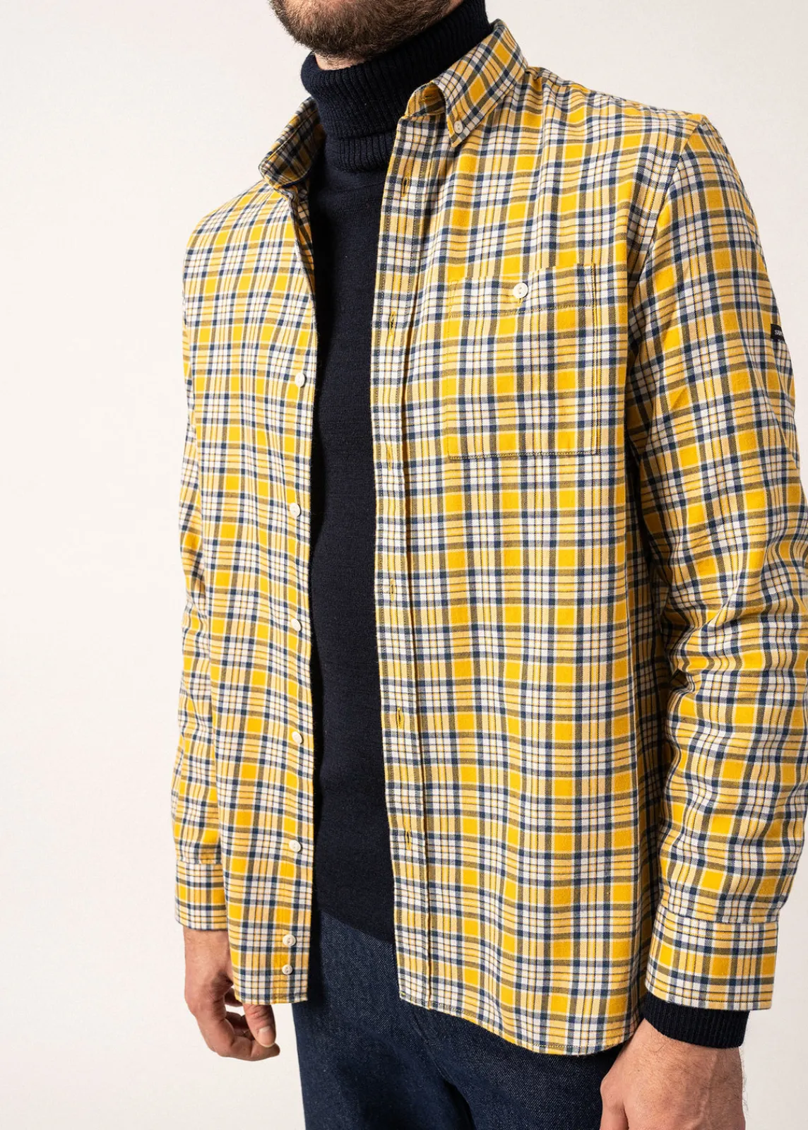 Saint James Shirts*Florent Checked Shirt Ambre/vegetal