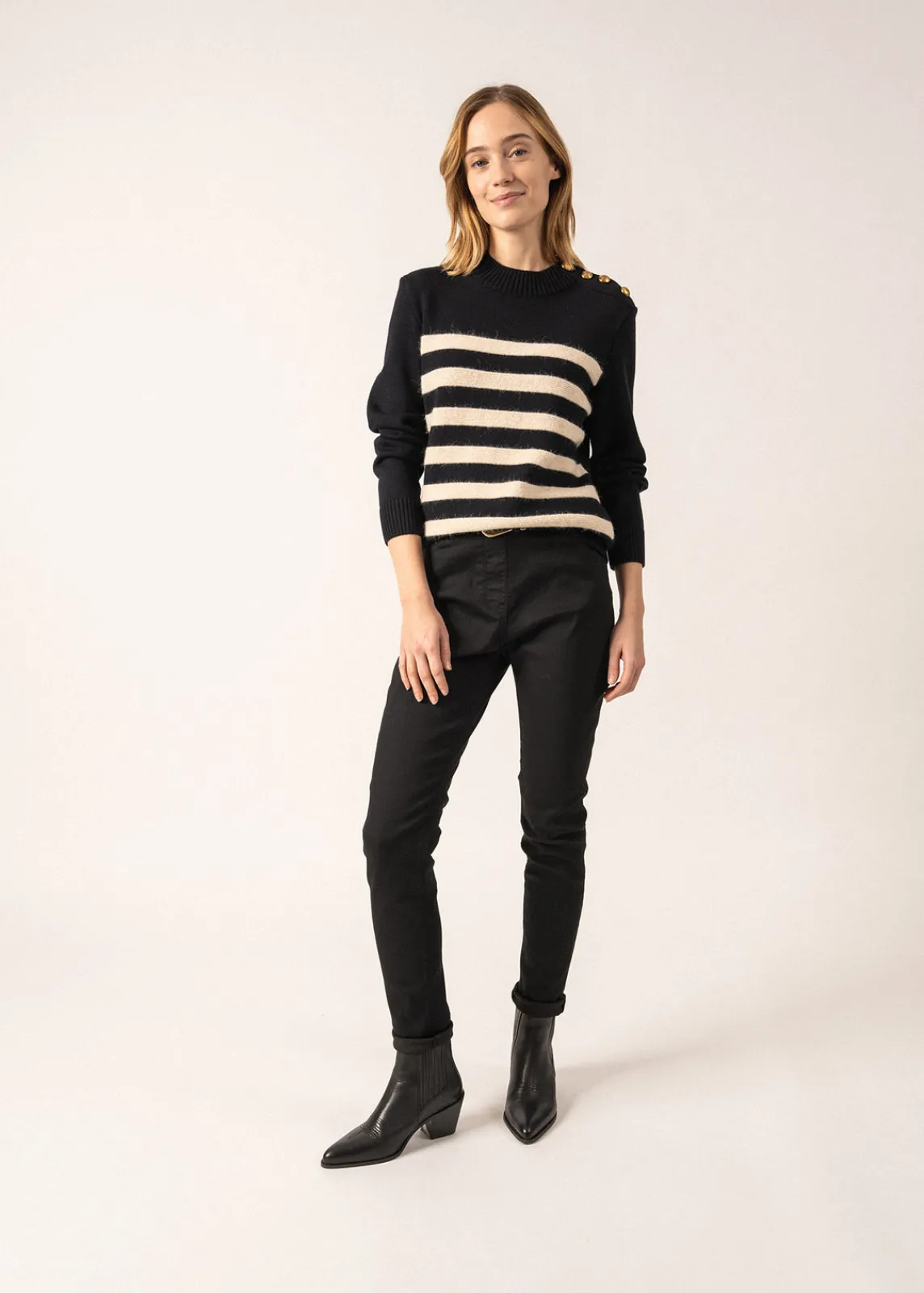 Saint James Sailor Jumpers|Sailor Jumpers*Gala Striped Sailor-inspired Jumper Navy/ecume