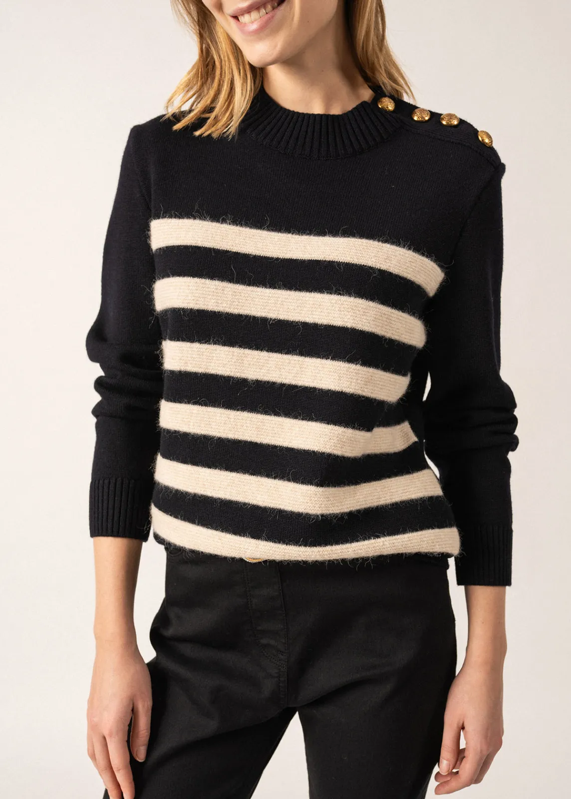 Saint James Sailor Jumpers|Sailor Jumpers*Gala Striped Sailor-inspired Jumper Navy/ecume