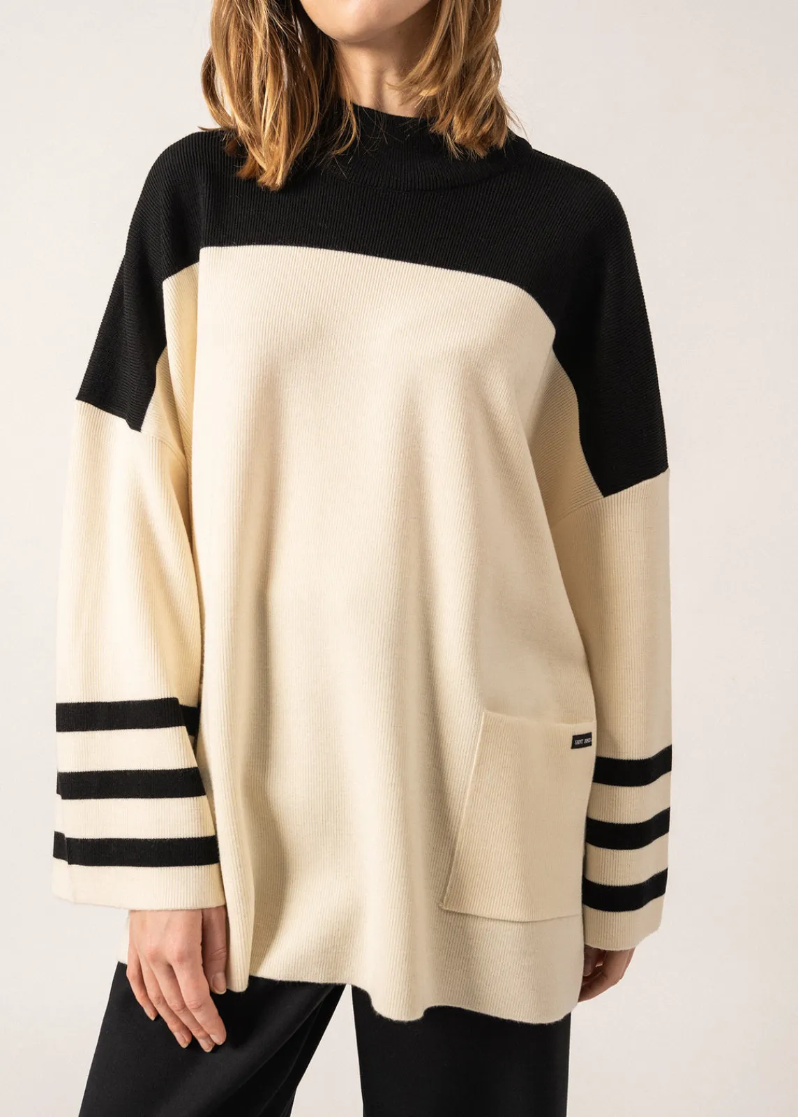 Saint James Jumpers, Cardigans, Jackets*Givre High-neck Wool Tunic Ecume/noir