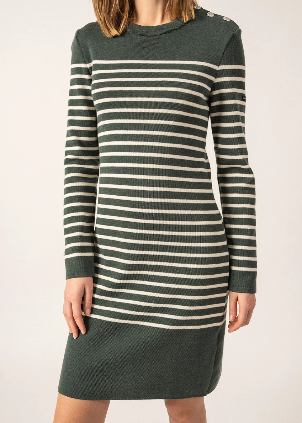 Saint James Dresses & Skirts*Grande Marée striped jumper dress Vegetal/ecume