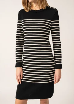 Saint James Dresses & Skirts*Grande Marée striped jumper dress Noir/ecume