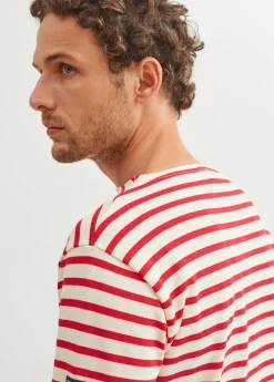 Saint James Sailor Striped Shirts*Guildo striped sailor shirt Ecru/tulipe