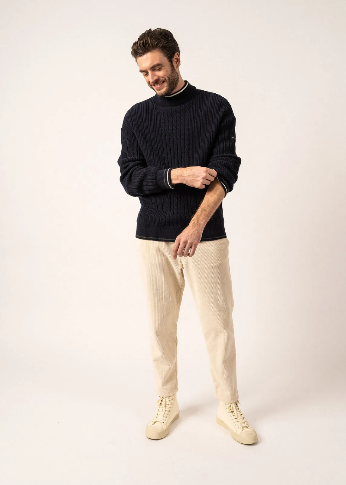 Saint James Jumpers & Cardigans*Huez Wool Jumper Navy/vegetal/ecume