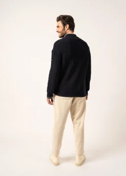 Saint James Jumpers & Cardigans*Huez Wool Jumper Navy/vegetal/ecume
