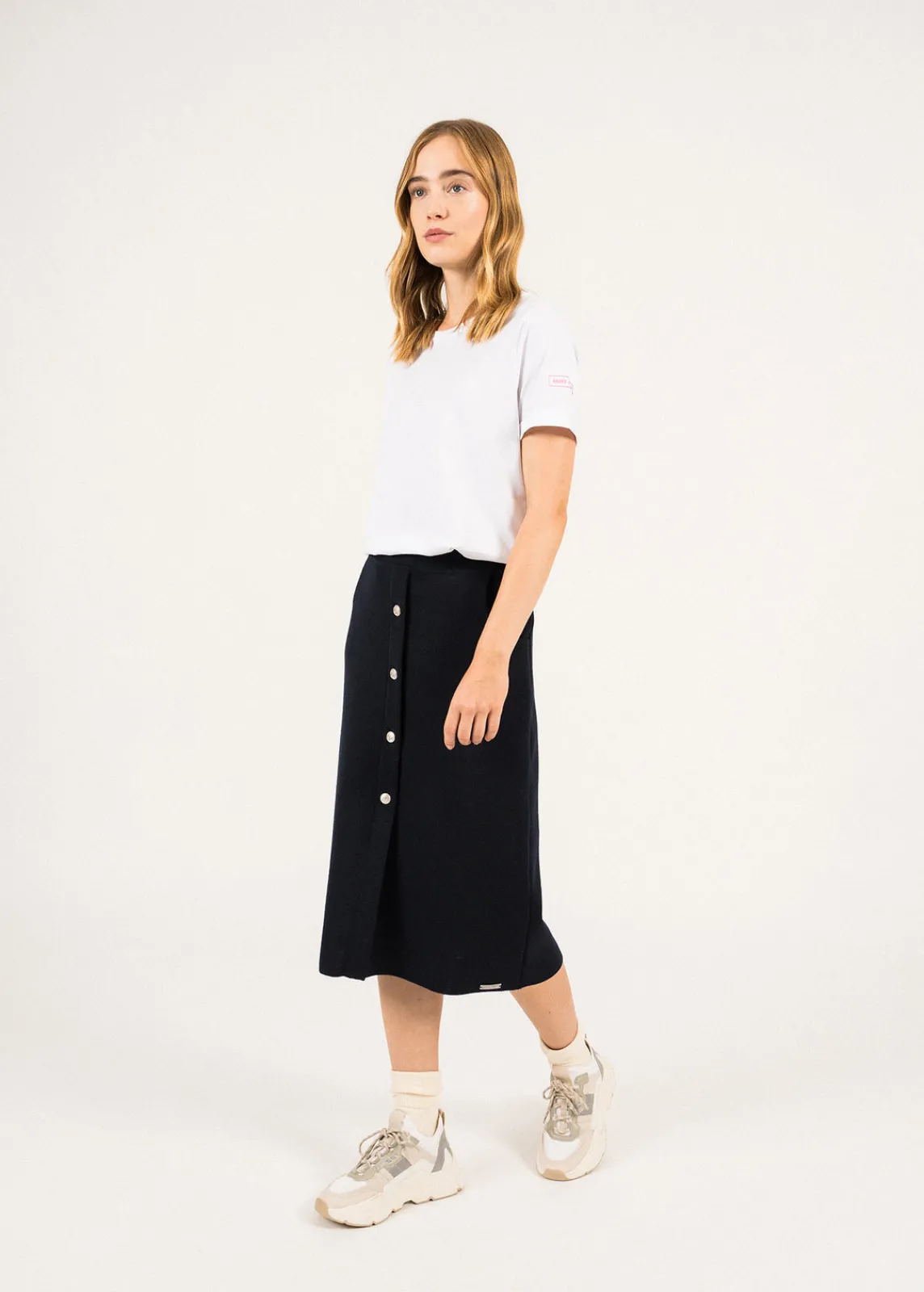 Saint James Dresses & Skirts*Ile Lacroix Buttoned Wool Skirt Navy