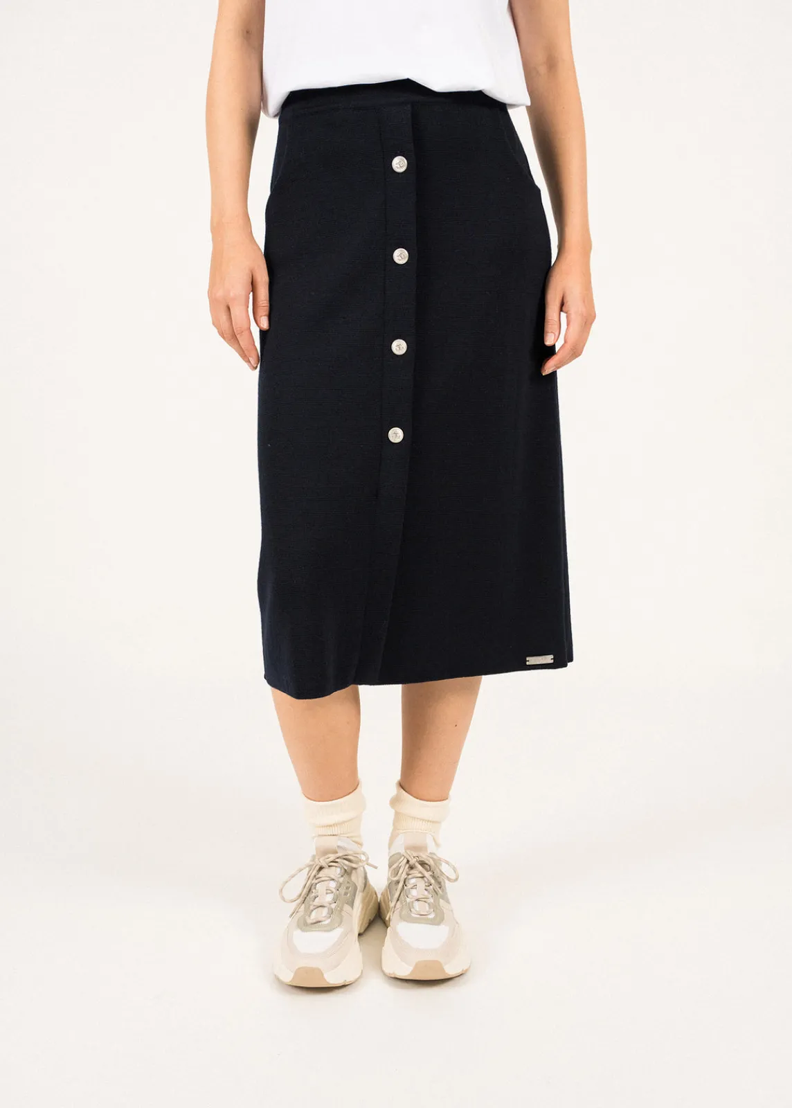 Saint James Dresses & Skirts*Ile Lacroix Buttoned Wool Skirt Navy
